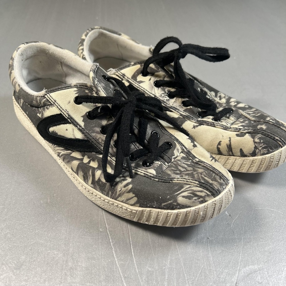 Tretorn Shoes‎ Mens Size 11 Black White Floral Print Lace Up Canvas Wtnyliteplus